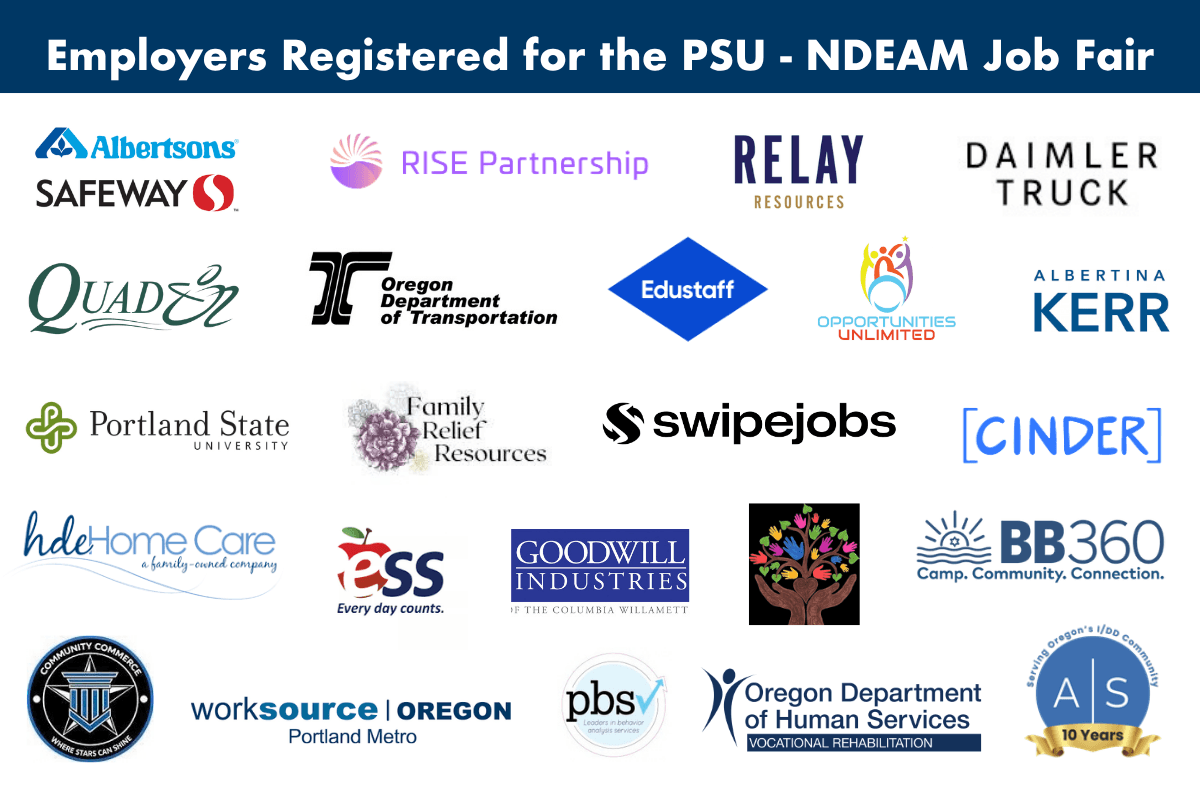 Logos of the 23 employers registered for the PSU – NDEAM Job Fair